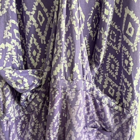 Tasc Organic Cotton Bamboo Festival Drawstring Open Halter Back Purple Romper - Picture 10 of 13